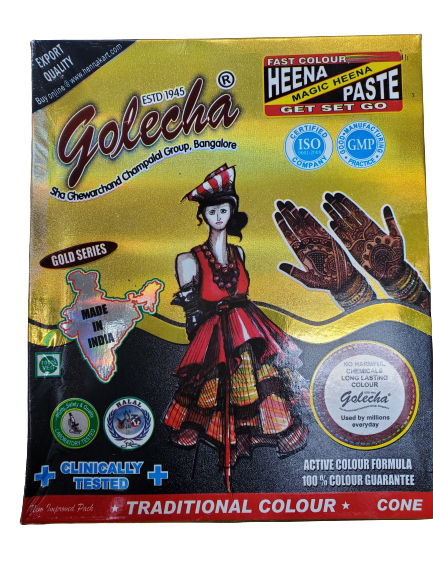3 x Golecha Black Henna Cones Temporary Tatoo Body Art Ink