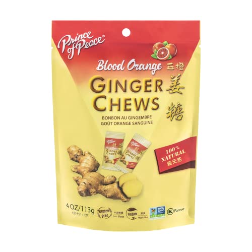 Prince of Peace Blood Orange Ginger Chews, 4 oz. Candied Ginger Candy Pack Ginger Chews Candy Natural Candy