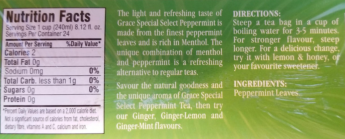 GRACE PEPPERMINT TEA 24 BAGS 2PK (48 BAGS)