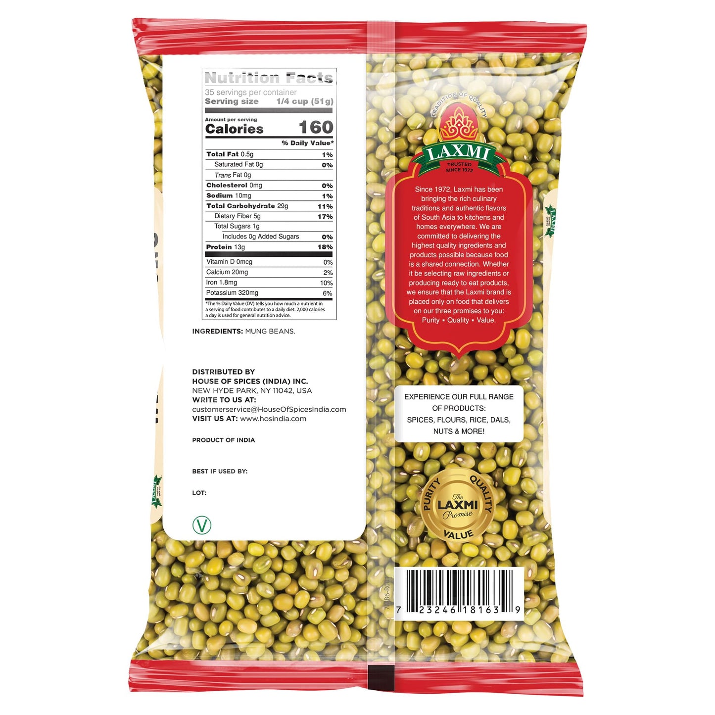 Laxmi Whole Moong 4 lbs - Food / Masala / Dal
