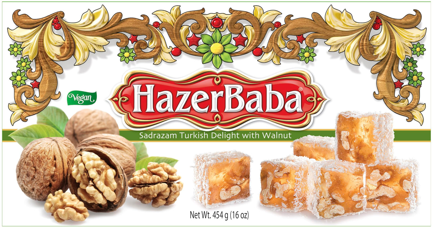 HazerBaba Turkish Delight, Sadrazam Walnut, 16 Ounce