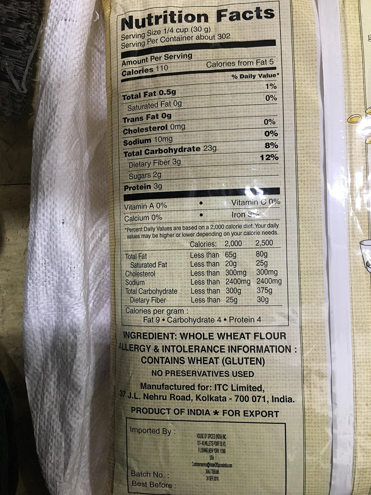 Aashirwad Whole Wheat Flour 20 lbs