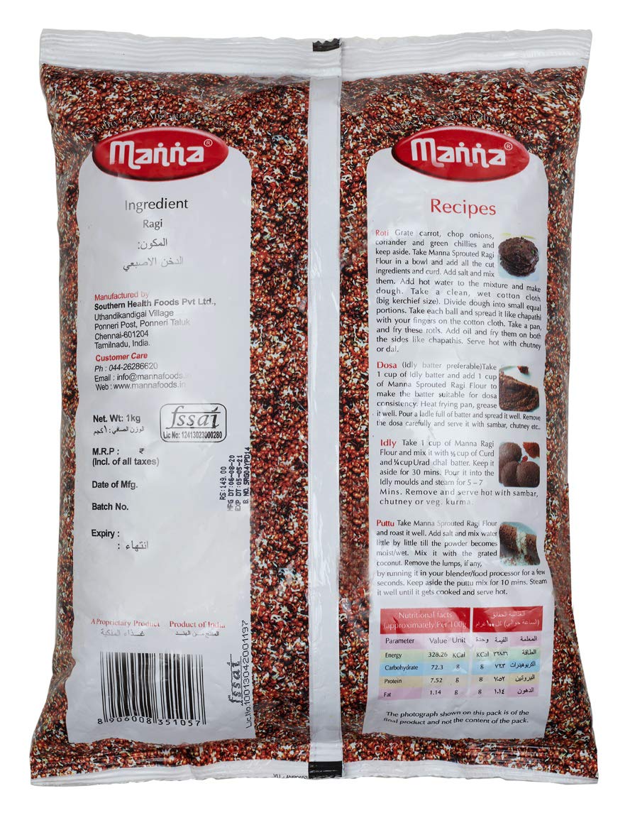 Manna Sprouted Ragi Flour, 1kg