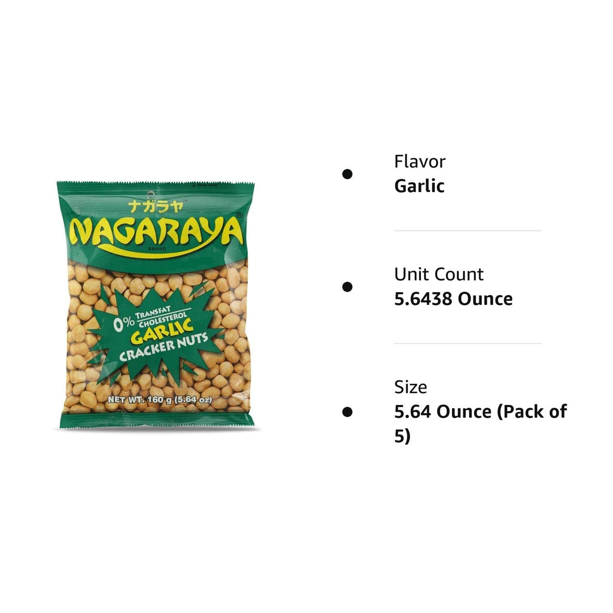 Nagaraya Cracker Nuts Garlic Pack of 5 (160 G Per Pack)