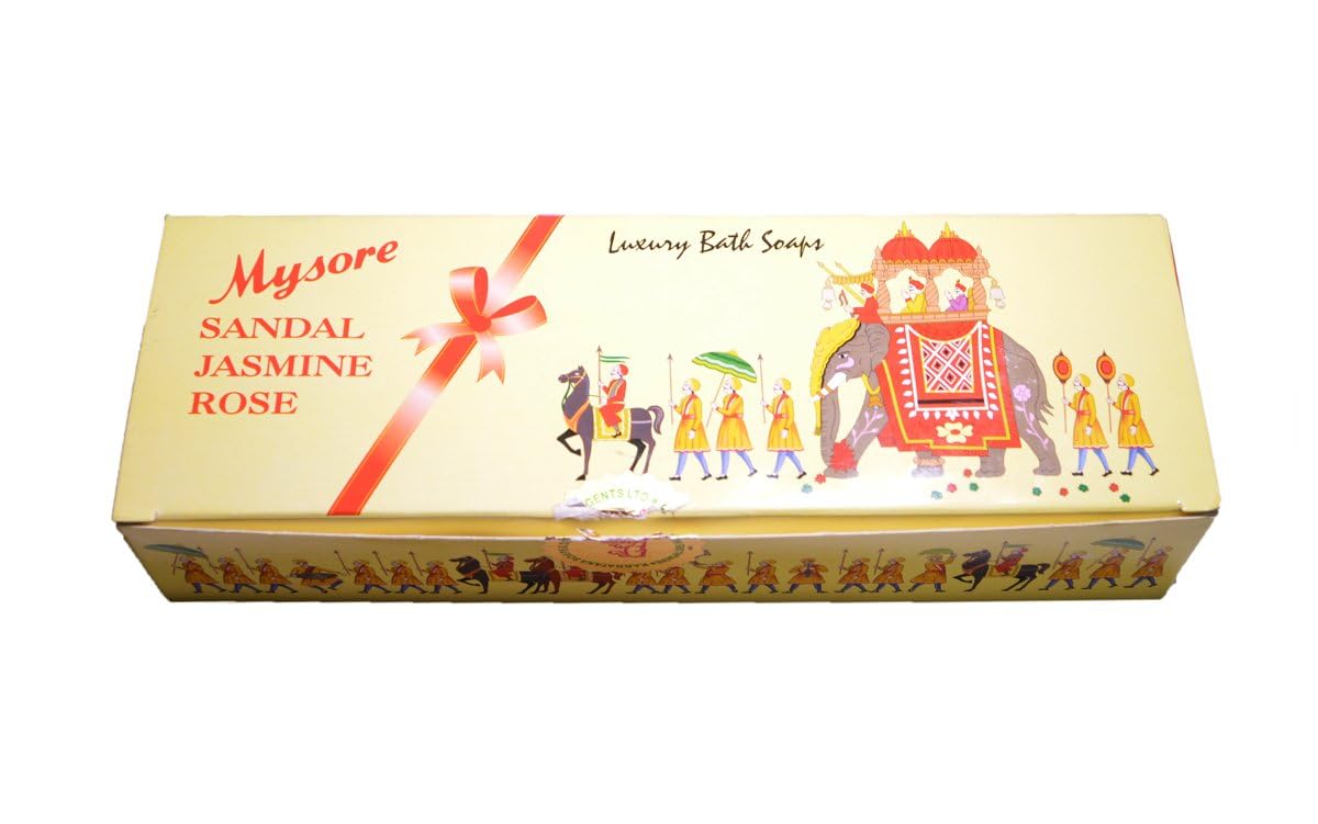 Natural Mysore Sandal, Jasmine and Rose Bath Soaps - Set of 3