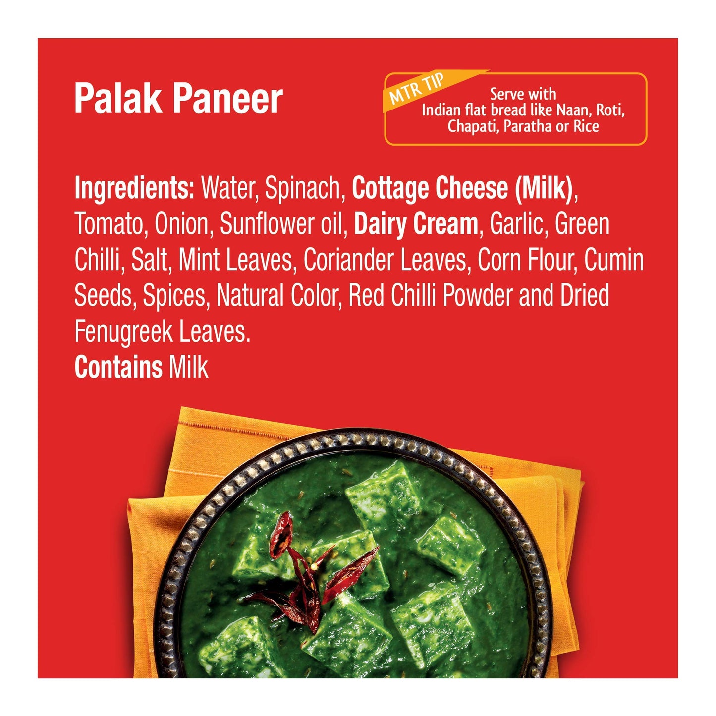 Mtr Ready To Eat Palak Paneer 300 gms - Instant Meal