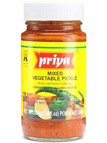 Priya Mixed Vegetable Pickle (in oil without garlic) - 300g - (pack of 3)