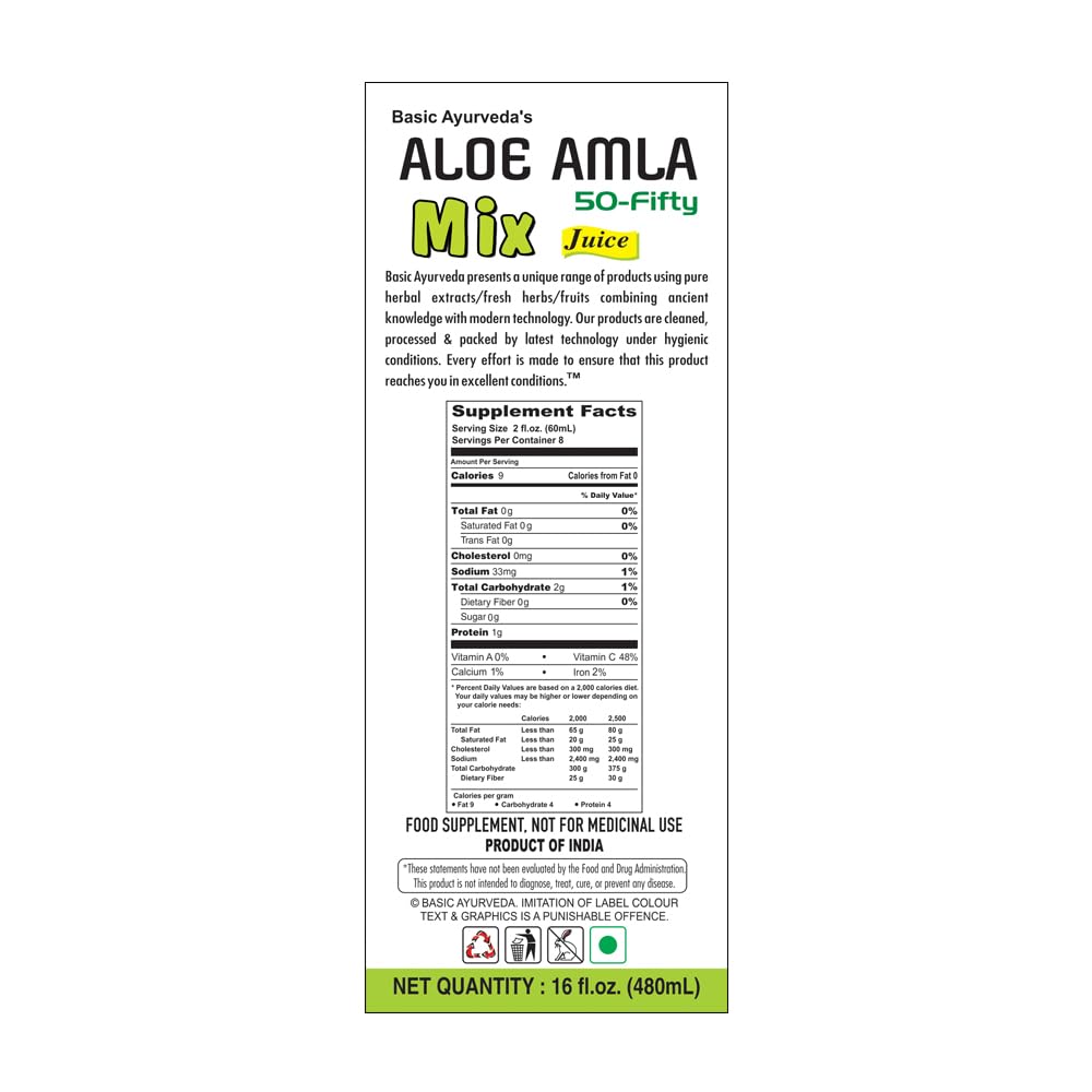 Basic Ayurveda Aloe Amla Mix Juice 480 Ml