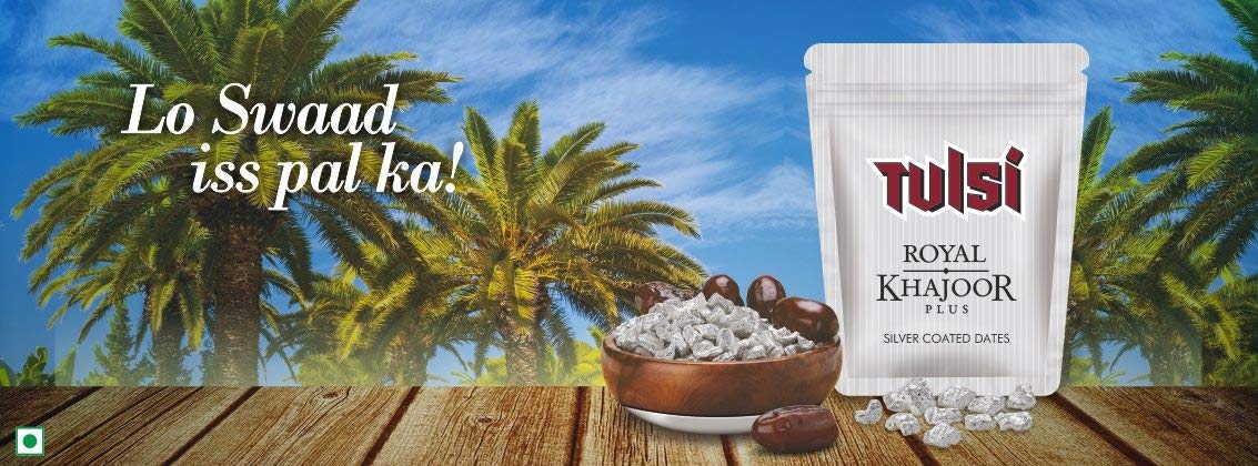 Tulsi Royal Khajoor Plus Silver Coated Dates Pack of Pack of 8 Sachet