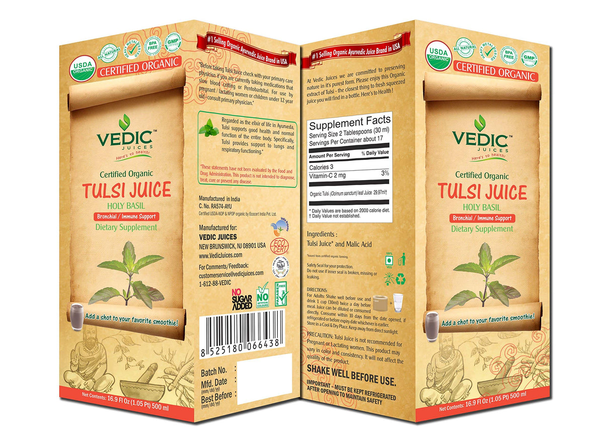 Vedic Organic Tulsi Juice | Bronchial Immune Support 500ml