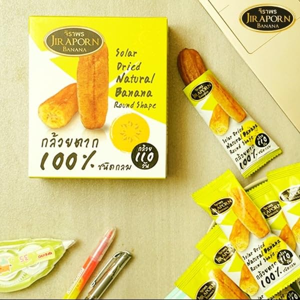 Jiraporn Solar Dried Natural Banana Round Shape 240g (Pack of 2)