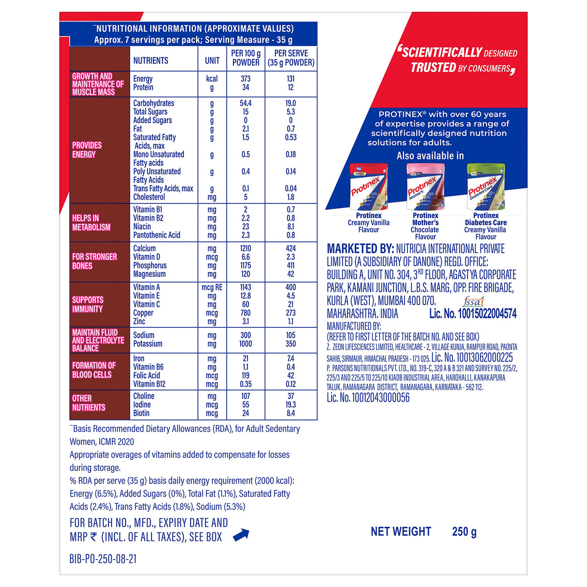 Protinex Chocolate Flavor 250 gm - Food / Masala / Dal