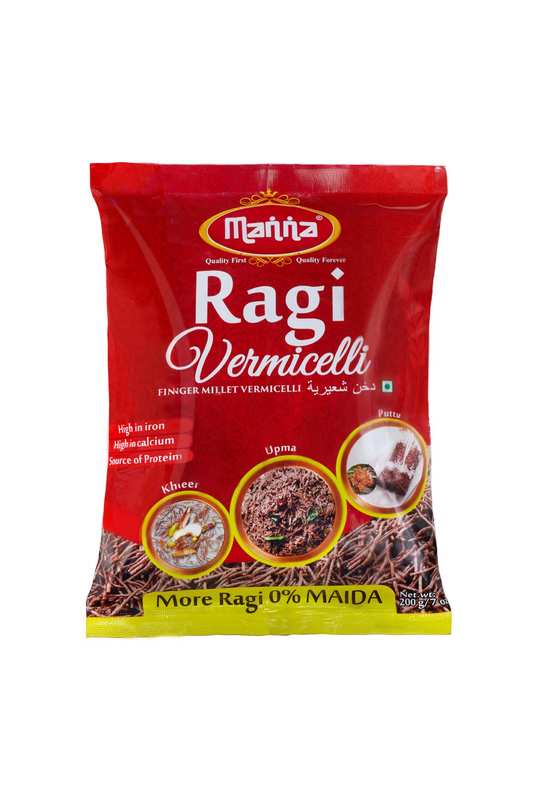 Manna Ragi Vermicelli Noodles (Semia) 800g (200g x 4 Packs)