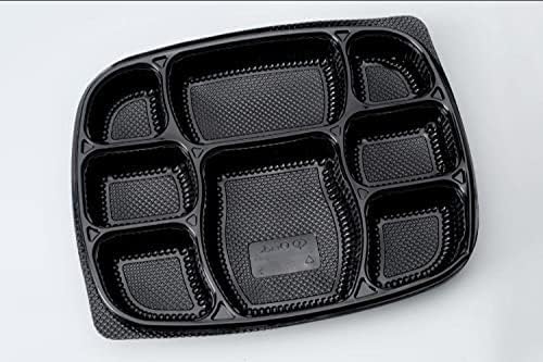 Mahavir 8 Compartment Disposable Plates - Indian Thali Plastic Tray (Plates, 200)