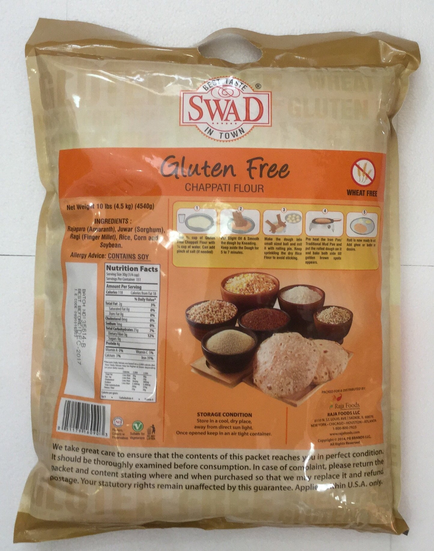 Swad Gluten Free Chapati Flour 10 lbs - Chutney Spread