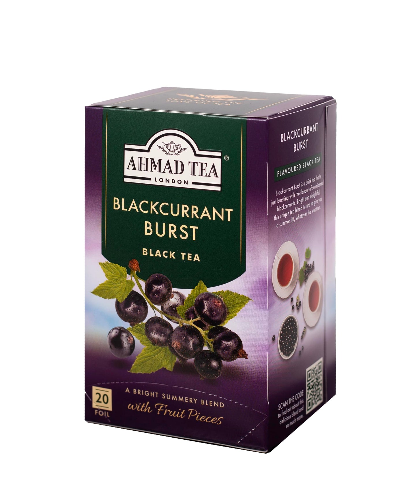 Ahmad Tea Blackcurrant Burst Black Tea, 20-Count Boxes (Pack of 1)