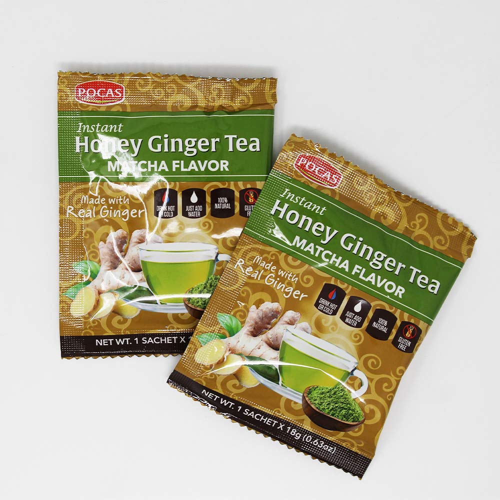 Poca's Honey Ginger Tea - Matcha flavour 20 x 18 gm sachets