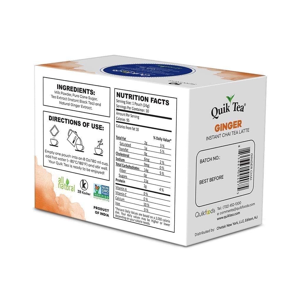 Quik Tea Ginger chai 10 Pouches.