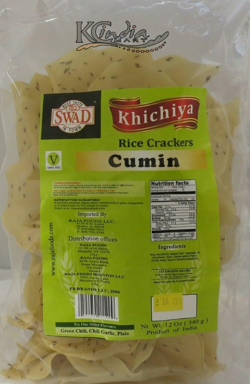Swad Khichiya Rice Crackers- Cumin 12 oz - Snacks & Savory