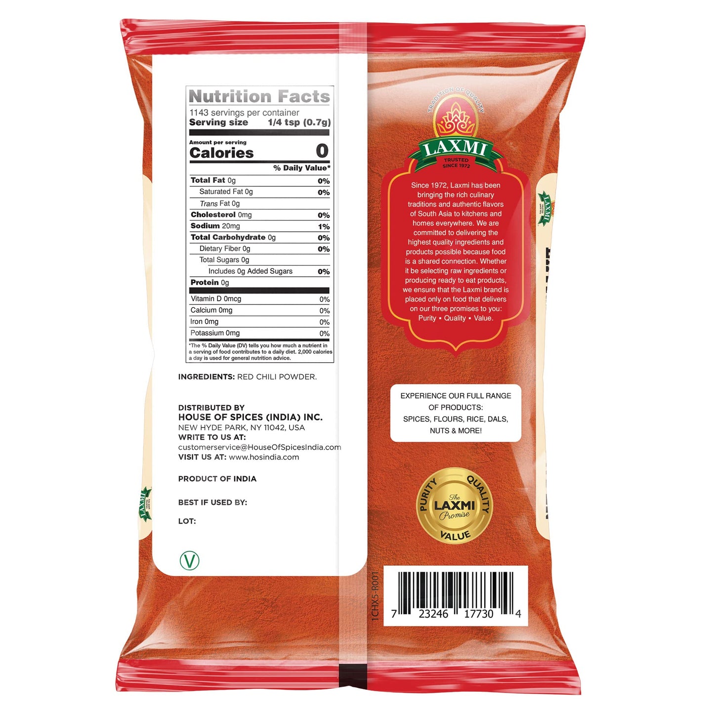 Laxmi Extra Hot Chilli Powder 800 gms - Indian Spices