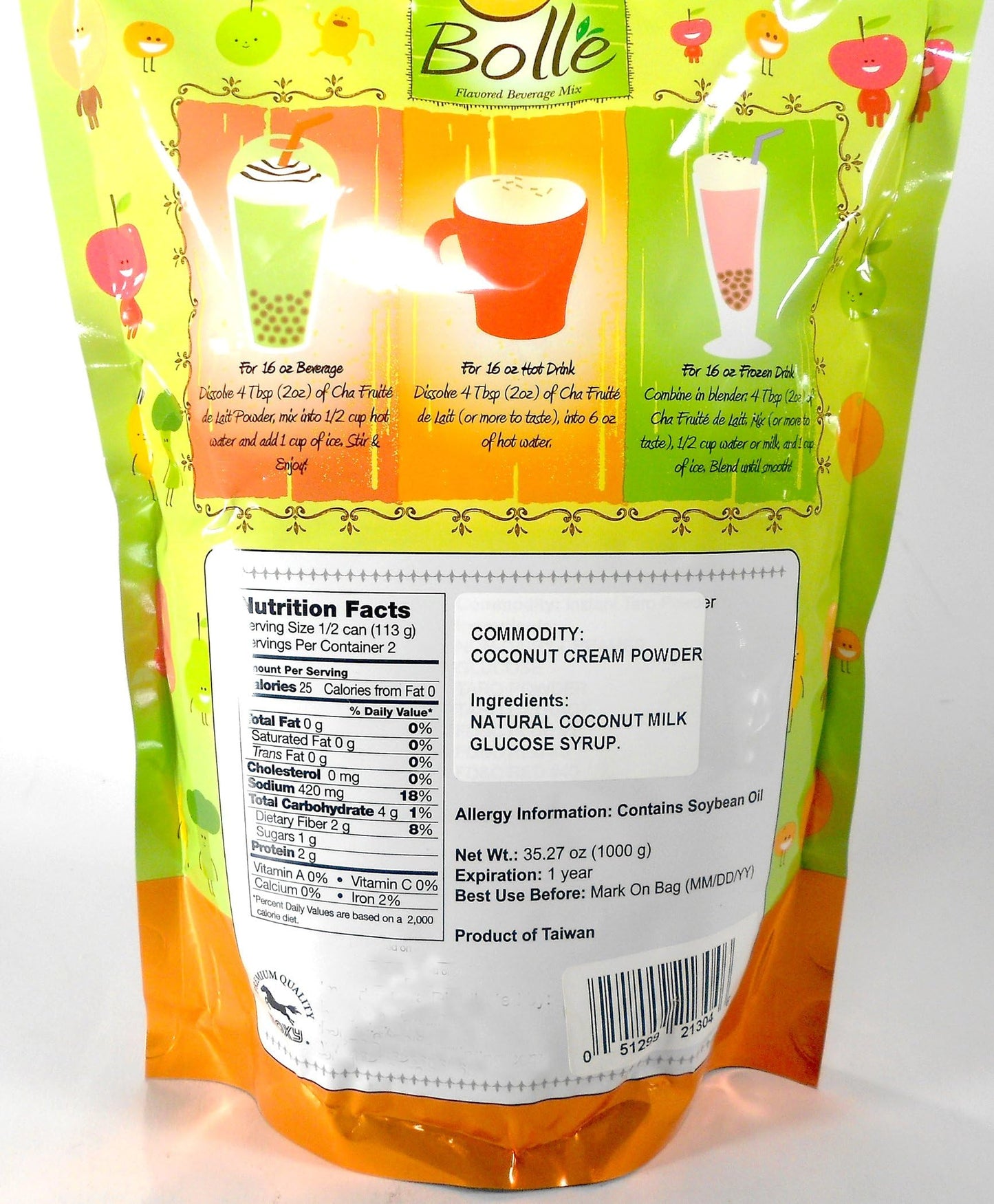 BOLLE Boba Bubble Tea Smoothie Powder Mix Drinks (Coconut)