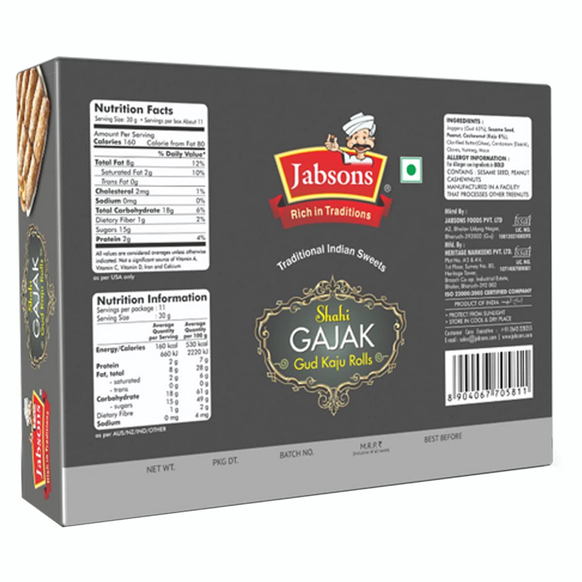 Jabsons Shahi Gajak 350 gms - Food / Masala / Dal