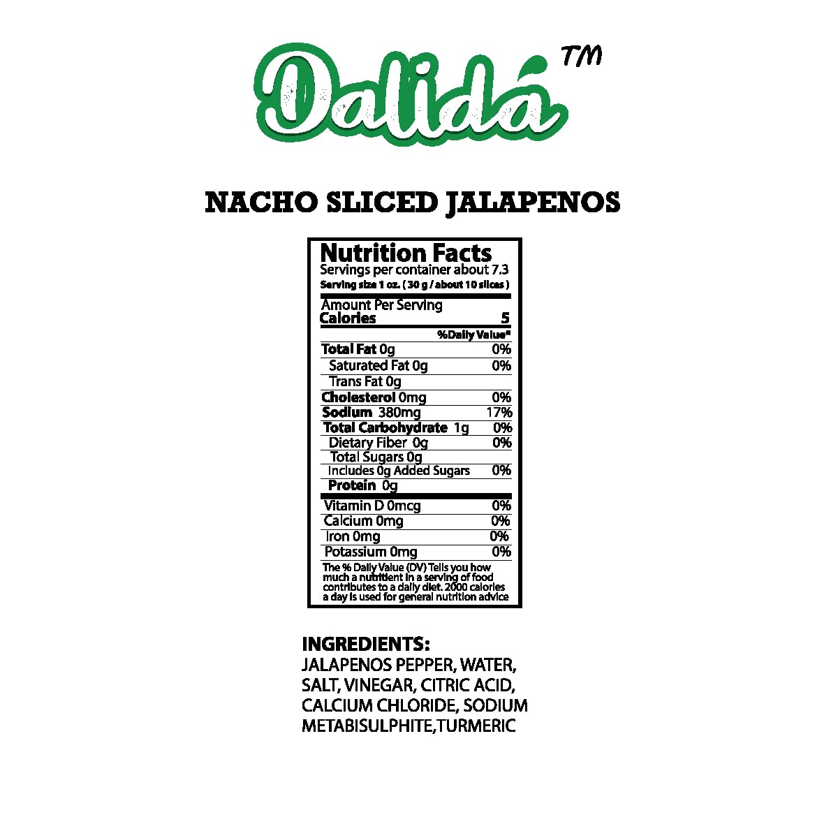 Dalida - Nacho Sliced Jalapenos, 16.6 Oz (Pack of 2)