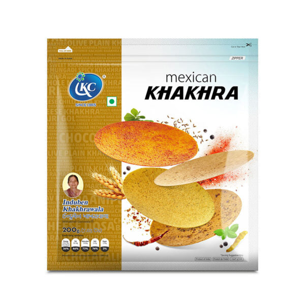 Induben Khakhrawala Premium Tasty and Healthy Indian Gujarati Snacks Khakhra 200gm (7 oz) Mexican Pack of 2