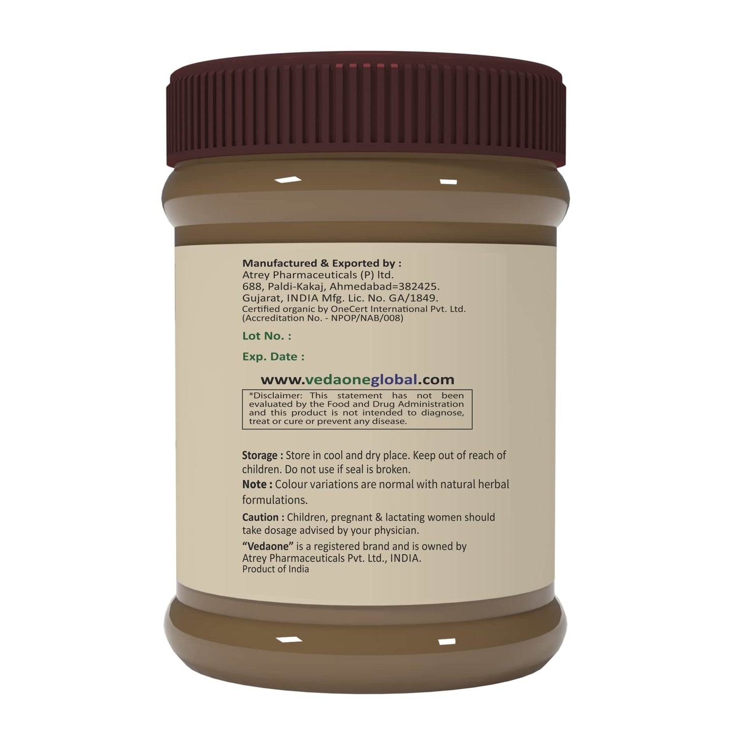 Vedaone Organic Brahmi/Bacopa 60 Caplets For Memory, Vegan - - VedaOne Herbal Product