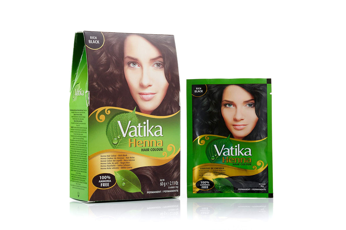 Vatika naturals Henna Hair Color - Rich Black (pack of 6) - Indian Hair Products
