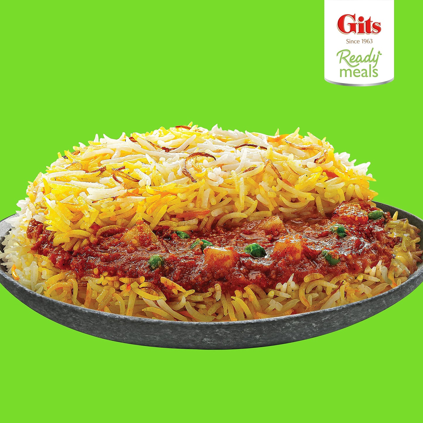 Gits Vegetable Biryani long grain aromatic Indian Basmati rice. Microwave for 1-2 mins | Ready to Eat Entre | 46.5 Oz (Pack of 5 X 9.3 Oz each)