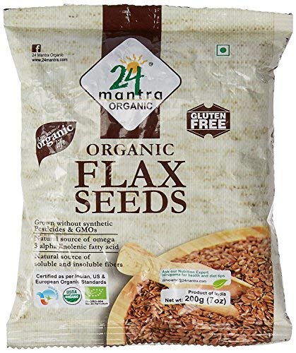 Organic Flax Seeds USDA Certified Organic European Union Certified Organic Pesticides Free Adulteration Free Sodium Free - Pack of 3 X 7 Ounces (21 Ounces) - 24 Mantra Organic