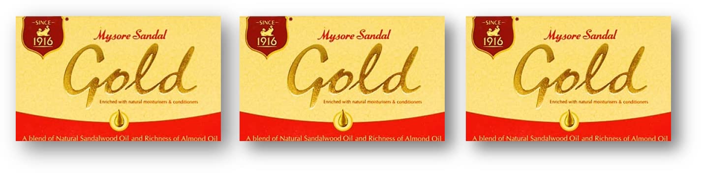 Mysore Sandal Gold Soap 125g (4.4 oz) Pack of 3