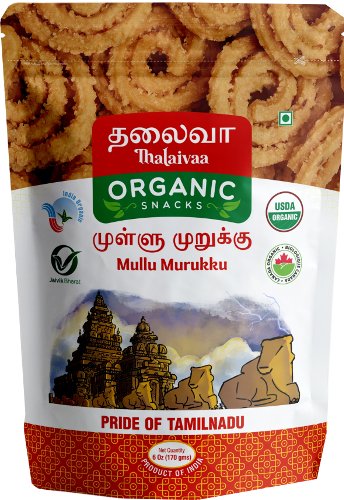 Thalaivaa Organic Mullu Murukku 6 oz - Snacks & Savory