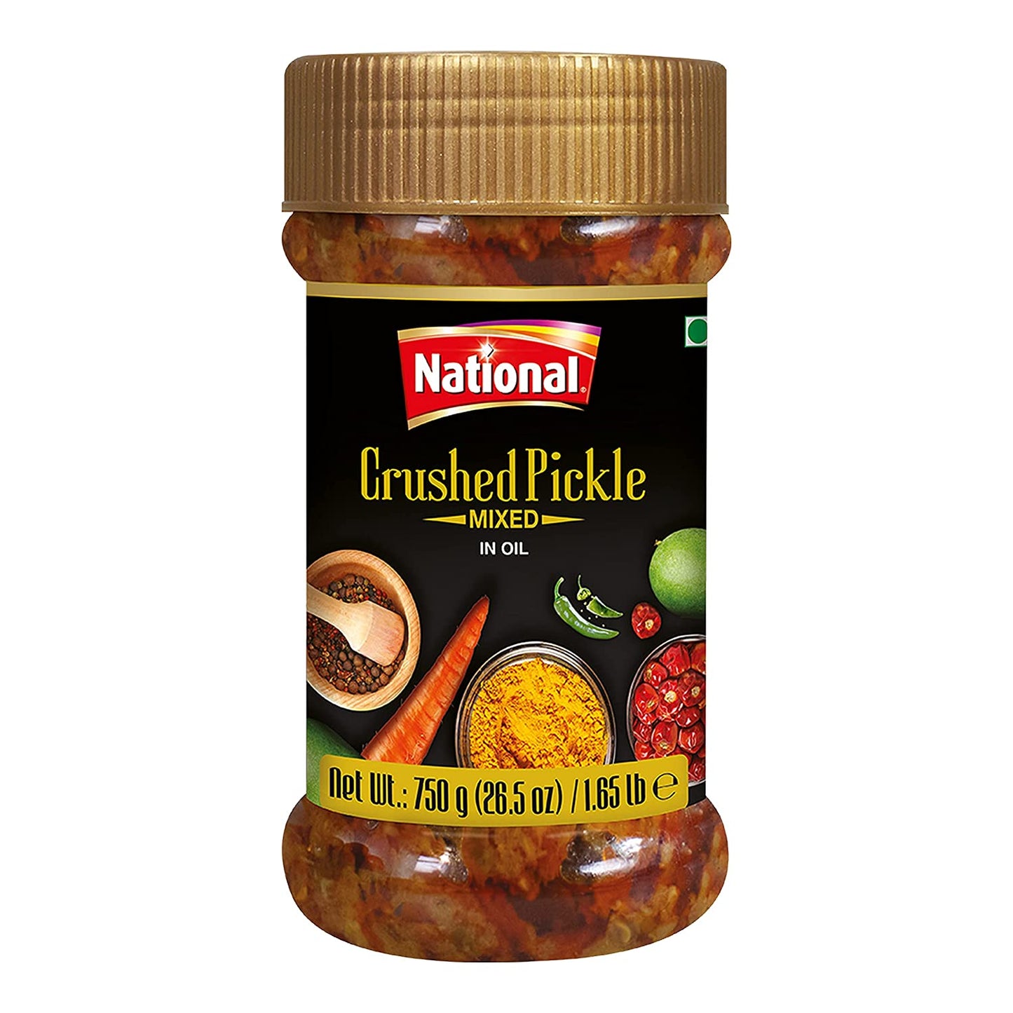 National Foods Crushed Pickle 13.75 oz (390g) Sour & Spicy Traditional South Asian Relish | Zesty & Tangy Achaar | PET Jar