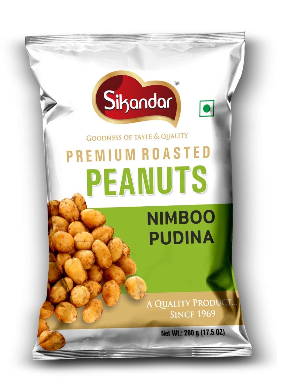 Sikandar Roasted Peanuts- Nimboo Pudina 150 gms - Snacks & Savory