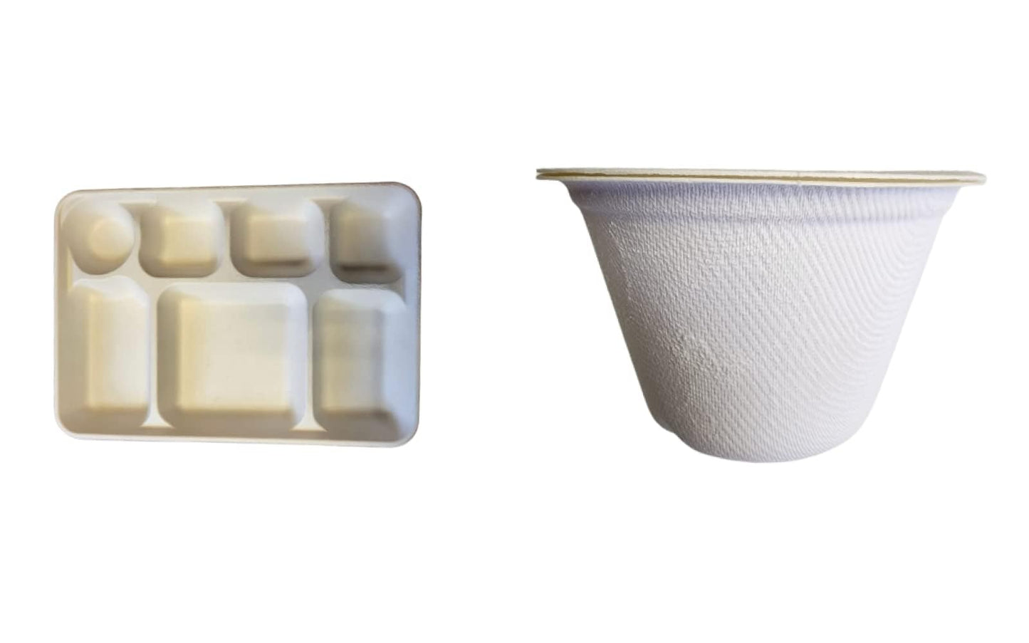 Biodegradable 7-Compartment Plates. Bulk 200 Pk. Compartment Thali Plates Trays - 200 Pack For Indian Puja, Partys