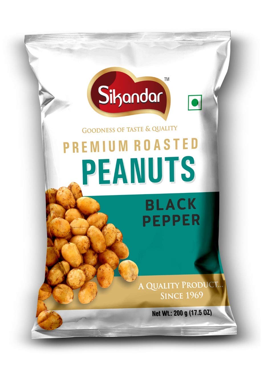 Sikandar Roasted Peanuts- Black Pepper 150 gms - Snacks & Savory