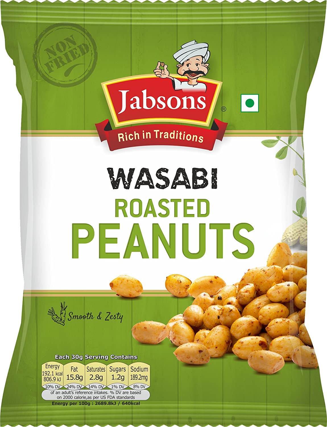 Jabsons roasted peanuts- Wasabi 140 gms - Indian Snack