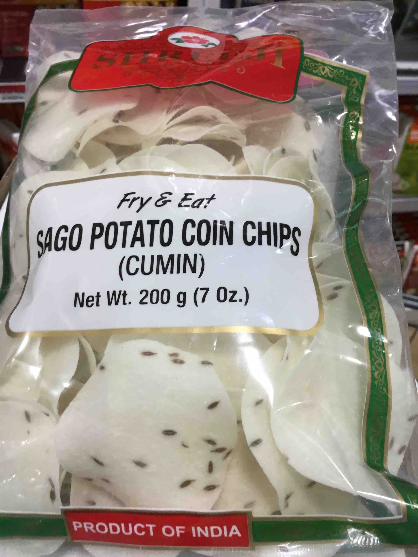 Shreeji Fry & Eat Sago Potato Coin Chips-Cumin 200 gms - Food / Masala / Dal