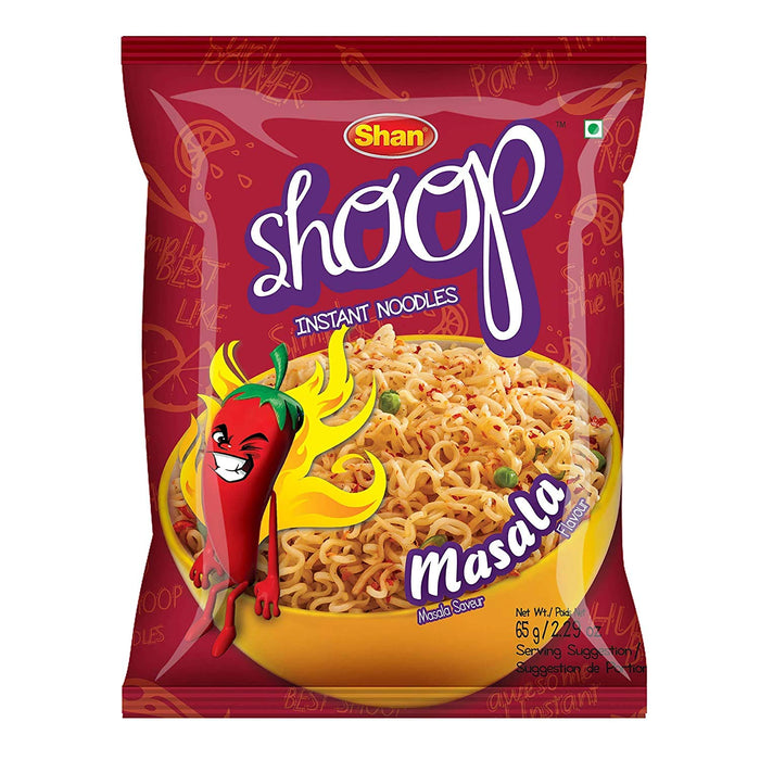 Shan Shoop Instant Noodles 2.29 oz (65g) - Masala Saveur Masala Flavour - Simply the Best - Suitable for Vegetarians - Airtight Pack in Polythene Bag