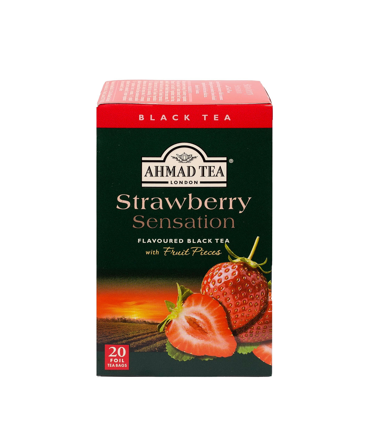 Ahmad Tea Black Tea, Strawberry Sensation Teabags, 20 ct (Pack of 1) - Caffeinated & Sugar-Free