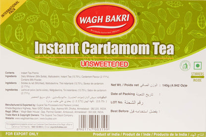 Wagh Bakri Instant Cardamom tea UNSWEETENED 10 sachets