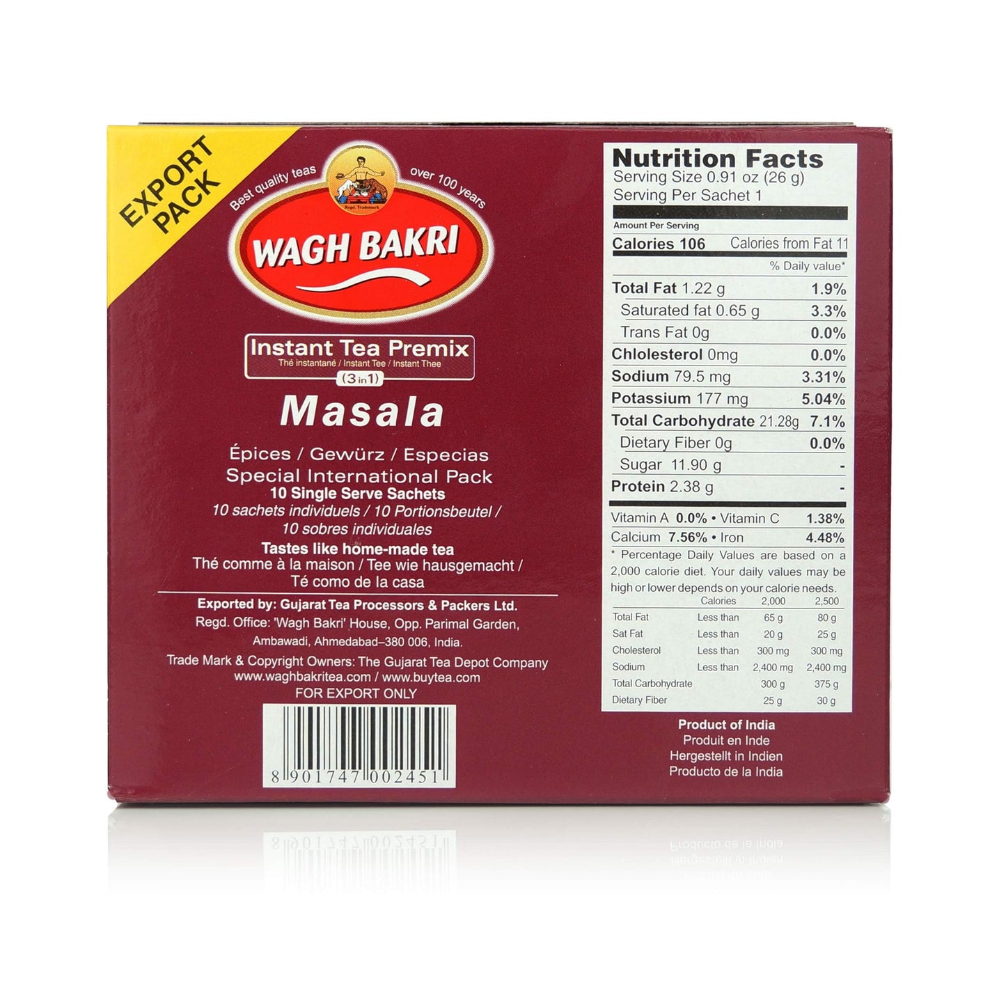 Wagh Bakri Instant Masala tea 3 in 1 12 sachets - Indian Tea