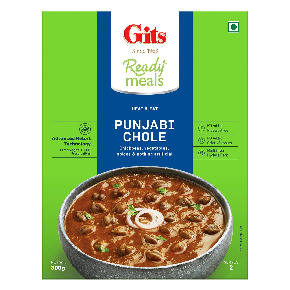 Gits Ready to Eat Punjabi Chhole, 1200g (Pack of 4 X 300g Each)