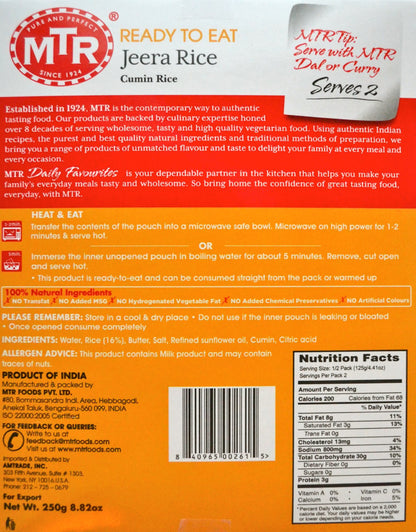 MTR Jeera Rice, 8.82 Ounce Boxes (Pack of 10)