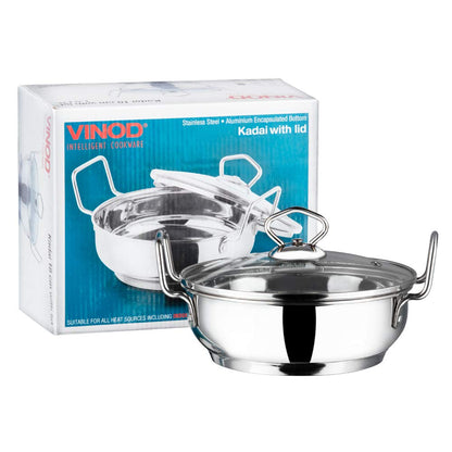 Vinod Kadai St. Steel with lid 20 cms 2 Litres - Food / Masala / Dal