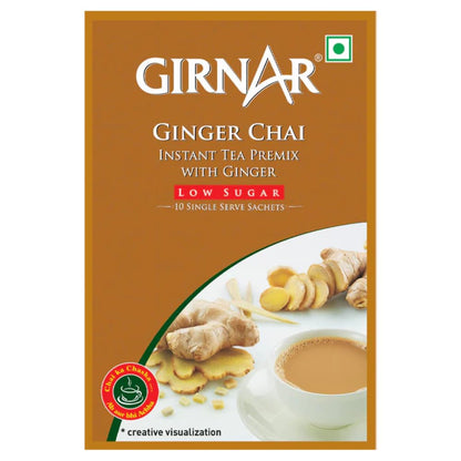 Girnar Instant Chai (Tea) Premix With Ginger Unsweetened, 10 Sachet Pack