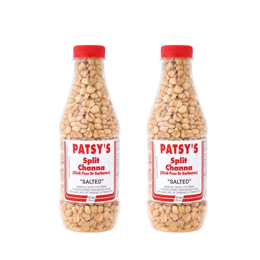 Patsy's Split Channa (Chick Peas or Garbanzo) Salted - 16oz (Pack of 2) - Trinidad & Tobago Snacks