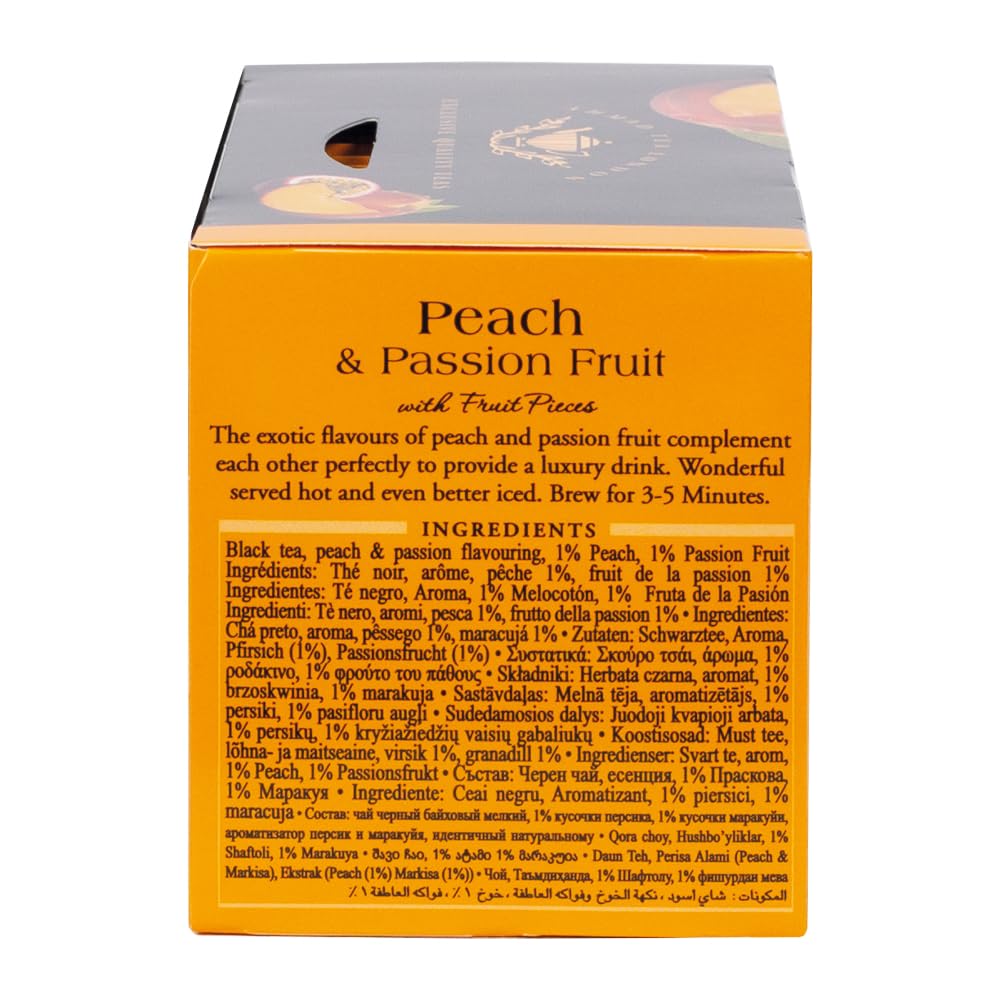 Ahmad Tea Black Tea, Peach And Passion Fruit Teabags, 20 ct (Pack Of 6) - Caffeinated And Sugar-Free